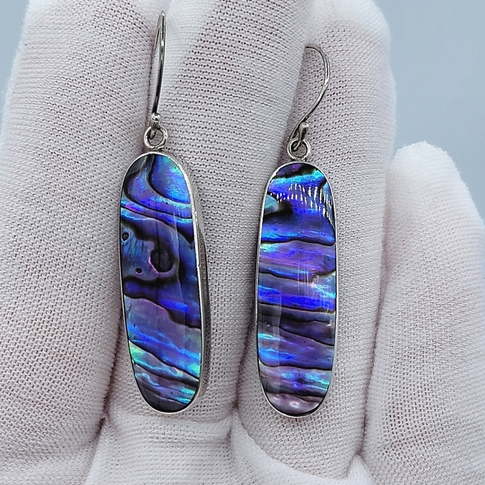 Purple Abalone Earrings 925 Silver #2451